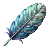 spectacular playful retro A single, stylized feather with intricate patterns. NO BACKGROUND with Transparent Background. professional png