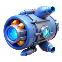 vibrant contemporary Spaceship engine with glowing blue thrusters. NO BACKGROUND with Transparent Background. precision png