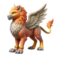 impressive iconic Griffin, mythical creature, eagle and lion hybrid, NO BACKGROUND with Transparent Background. png