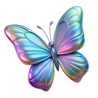 vibrant minimalist A single, delicate butterfly, iridescent wings. NO BACKGROUND with Transparent Background. studio quality png