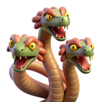 picturesque standout Hydra, multi-headed serpent, each head capable of regrowing, NO BACKGROUND with Transparent Background. png
