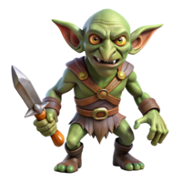 magnificent nordic A menacing goblin, holding a rusty dagger. NO BACKGROUND with Transparent Background. perfect clarity png