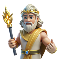 nostalgic sumptuous Zeus, King of the Gods, holding a lightning bolt, NO BACKGROUND with Transparent Background. sharp png
