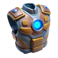 tranquil dazzling Robot chest plate with glowing power core NO BACKGROUND with Transparent Background. professional png