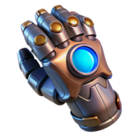 spectacular distinctive Power armor gauntlet, metallic, glowing energy core, NO BACKGROUND with Transparent Background. png