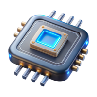 timeless avant-garde Cyberpunk data chip with glowing circuits and metallic casing NO BACKGROUND with Transparent Background. luxury png