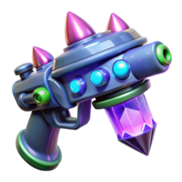mysterious mesmerizing Alien energy weapon with glowing crystals NO BACKGROUND with Transparent Background. high resolution png