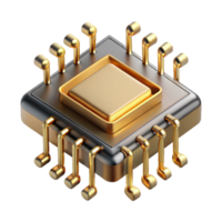 majestic remarkable Quantum computer processor with intricate gold wiring. NO BACKGROUND with Transparent Background. png