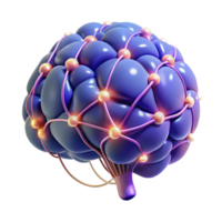 romantic vibrant A stylized brain, depicted with glowing neural pathways. NO BACKGROUND with Transparent Background. refined png