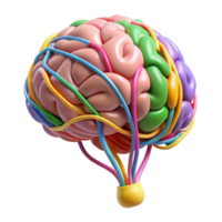 picturesque exceptional A human brain with colorful neural pathways. NO BACKGROUND with Transparent Background. png