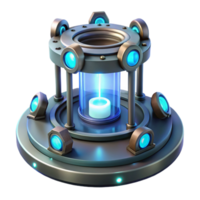 radiant creative Quantum teleportation device with glowing portals. NO BACKGROUND with Transparent Background. detailed png