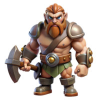 mesmerizing bold industrial A muscular dwarf warrior with a warhammer. NO BACKGROUND with Transparent Background. artisan png