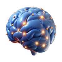 tranquil striking A single, human brain with glowing neural connections. NO BACKGROUND with Transparent Background. high quality png