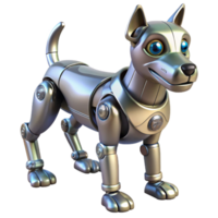 radiant notable Robot dog, metallic, articulated joints, sensor array, NO BACKGROUND with Transparent Background. png