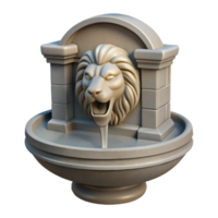 pristine timeless Stone fountain spout, lion head design, NO BACKGROUND with Transparent Background. png