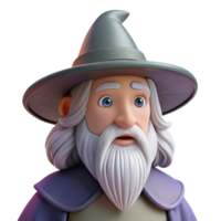 magnificent unparalleled A wise old wizard, with a long white beard and pointed hat. NO BACKGROUND with Transparent Background. png
