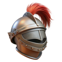 notable industrial Knight's helmet, closed visor, plume on top NO BACKGROUND with Transparent Background. elite png