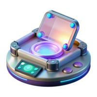 splendid energetic traditional Futuristic communication device with holographic interface NO BACKGROUND with Transparent Background. premium png