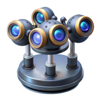 vibrant surreal Advanced sensor array with multiple lenses and probes. NO BACKGROUND with Transparent Background. 8K png