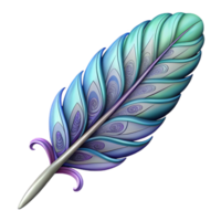 passionate majestic A single, stylized feather with intricate patterns. NO BACKGROUND with Transparent Background. 4K png
