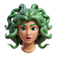 mysterious enchanting Medusa's Head, serpentine hair with venomous snakes, NO BACKGROUND with Transparent Background. masterfully captured png