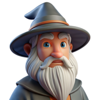 radiante distinto uma sensato velho Mago com uma grandes branco barba e uma aguçado chapéu. não fundo com transparente fundo. png
