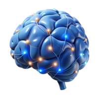 memorable elegant A single, human brain with glowing neural connections. NO BACKGROUND with Transparent Background. professional png