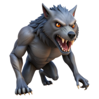 gorgeous distinctive A snarling werewolf in mid-transformation. NO BACKGROUND with Transparent Background. png