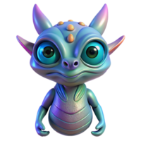gorgeous creative Alien creature with iridescent scales and three eyes NO BACKGROUND with Transparent Background. flawless png