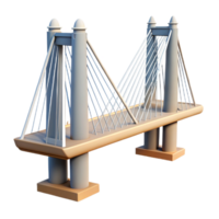 immaculate creative 3D render of a cable-stayed bridge NO BACKGROUND with Transparent Background. genuine png