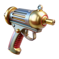 immaculate notable Retro ray gun, chrome and brass, art deco style, NO BACKGROUND with Transparent Background. png