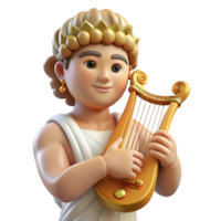 serene retro Apollo, God of Music and Light, playing lyre, NO BACKGROUND with Transparent Background. authentic png