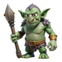 magnificent modern A menacing troll, holding a large club. NO BACKGROUND with Transparent Background. expertly shot png