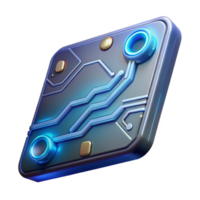 serene playful creative Futuristic keycard, glowing circuit lines, metallic, NO BACKGROUND with Transparent Background. masterfully captured png