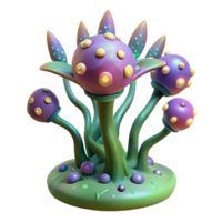 gorgeous impressionist Alien plant with glowing spores and strange foliage NO BACKGROUND with Transparent Background. ultra HD png