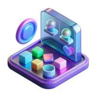 striking ethereal artistic Holographic interface with interactive icons. NO BACKGROUND with Transparent Background. luxury png