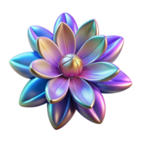 pristine whimsical modern A single, stylized flower with iridescent petals. NO BACKGROUND with Transparent Background. top-tier png