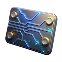 remarkable classic Futuristic keycard, glowing circuit lines, metallic, NO BACKGROUND with Transparent Background. crisp png
