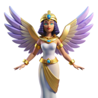 joyful dazzling Isis, Egyptian goddess of magic, winged goddess, NO BACKGROUND with Transparent Background. sharp png