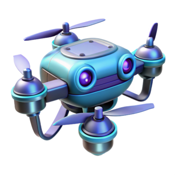 Eterno vintage futurista segurança zangão com rotativo máquinas fotográficas não fundo com transparente fundo. exclusivo png