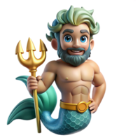 joyful pristine Triton, merman, son of Poseidon, NO BACKGROUND with Transparent Background. elite png