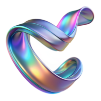 glorious futuristic A flowing, abstract ribbon with holographic shimmer. NO BACKGROUND with Transparent Background. professional png