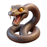 vibrant distinguished Snake, coiled, fangs exposed NO BACKGROUND with Transparent Background. png