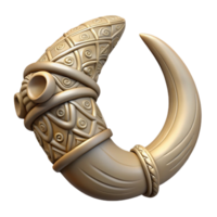 stunning signature A stylized orc tusk, with intricate carvings. NO BACKGROUND with Transparent Background. png