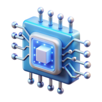 sumptuous inspired Artificial intelligence chip, glowing circuitry, complex design, NO BACKGROUND with Transparent Background. png