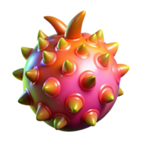 radiant minimalist Alien fruit, vibrant colors, glowing seeds, NO BACKGROUND with Transparent Background. flawless png