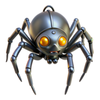 signature bohemian Single robotic spider with glowing eyes NO BACKGROUND with Transparent Background. high quality png