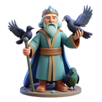 pristine modern Odin, Norse god, with his ravens NO BACKGROUND with Transparent Background. sharp png