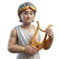 mysterious gorgeous Apollo, God of Music and Poetry, holding a lyre, NO BACKGROUND with Transparent Background. high quality png