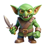 splendid timeless A menacing goblin with a mischievous grin, holding a dagger. NO BACKGROUND with Transparent Background. png